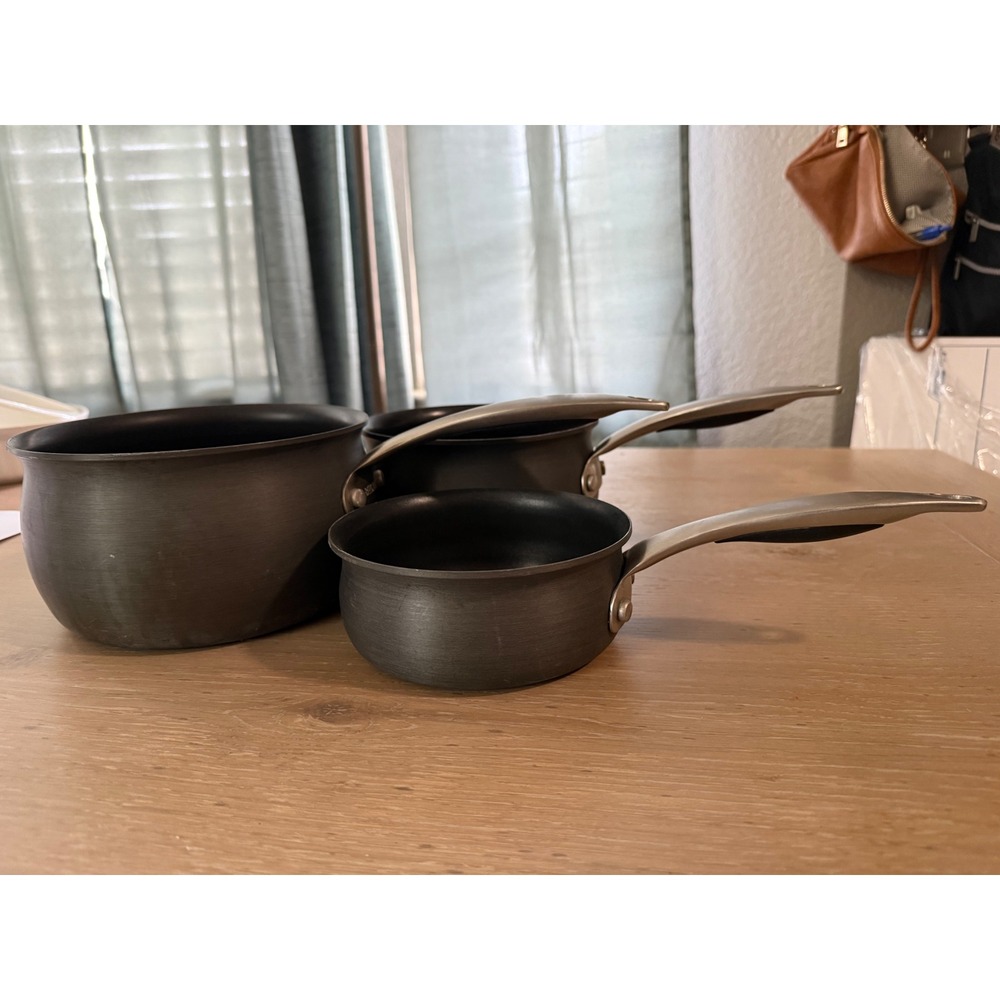 Belgique Tools of the Trade Hard Anodized 3 Piece Saucepan Set 1QT 2QT 3QT Gray